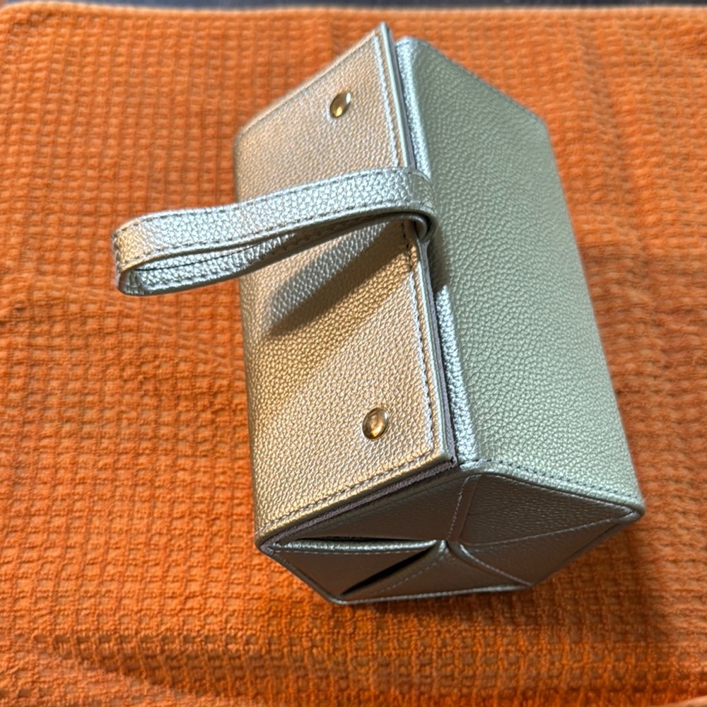 Silver Geometric Clutch with Metallic Finish